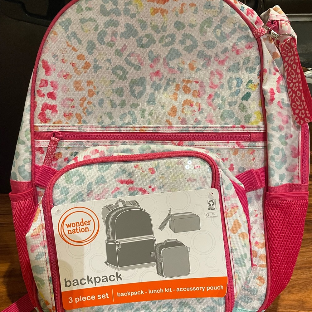 New Wonder nation Girls
backpack 3piece set , pink Leopard tie dye